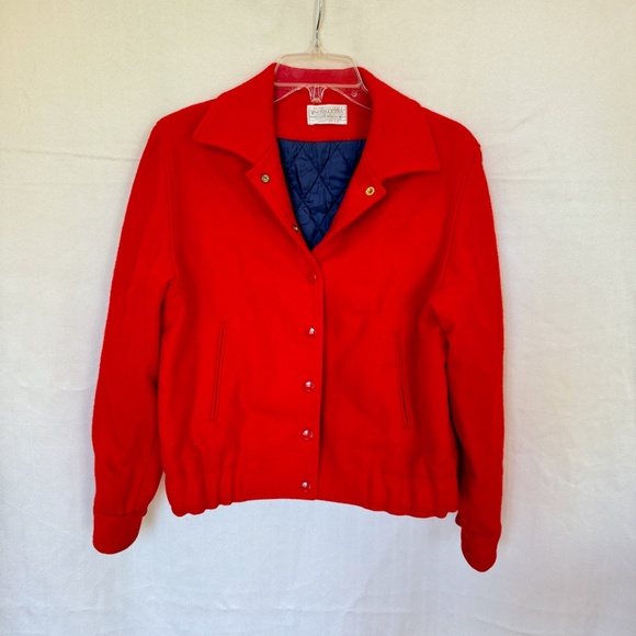 Vintage Pendleton Red Wool snap front Thinsulate Bomber Jacket
